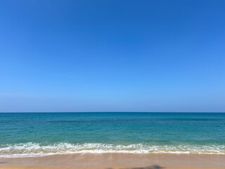 mountain sea sky It was a wonderful vacation.  beautiful sea in Thailand. top view beach with cloud and blue sky. Phuket, Thailand