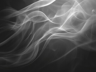 2408 2.A dense swirl of white fog glides across a shadowy background, creating an abstract and textured environment. The flowing smoke forms soft, dreamy shapes, ideal for a moody backdrop to