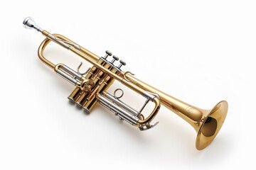 Fototapeta premium A golden trumpet is displayed on a white background