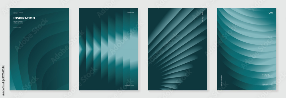 Leinwandbilder modern gradient poster background vector set. abstract cover template with monotone perspective geom
