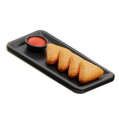 Samosa Asian Food illustration 3D 