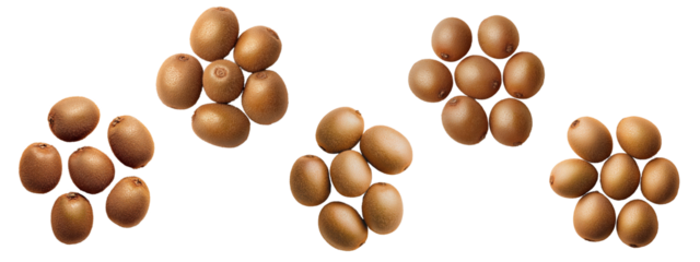 Piles of golden kiwi fruit on transparency background PNG