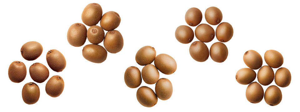 Piles of golden kiwi fruit on transparency background PNG