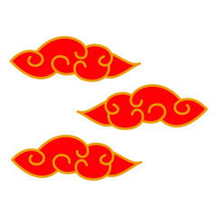 Simple red gold Chinese cloud ornament