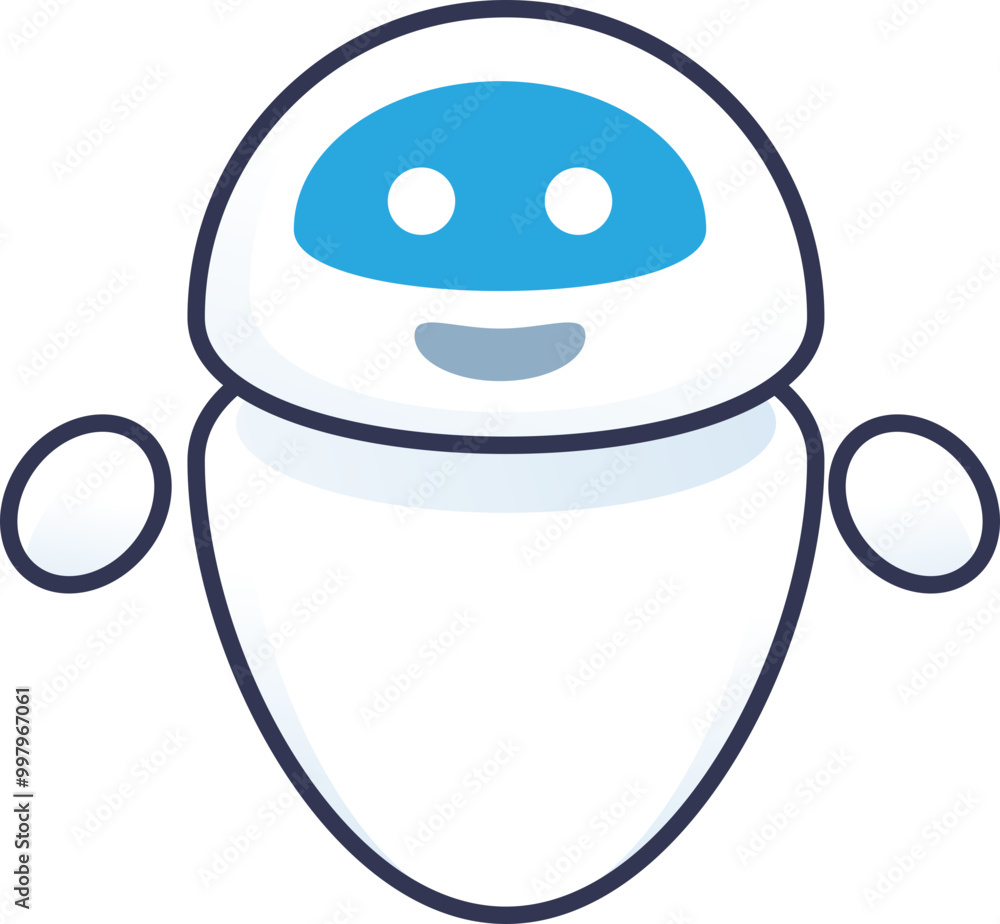 Poster a friendly robot illustration with a smiling face, symbolizing approachable and helpful technology.