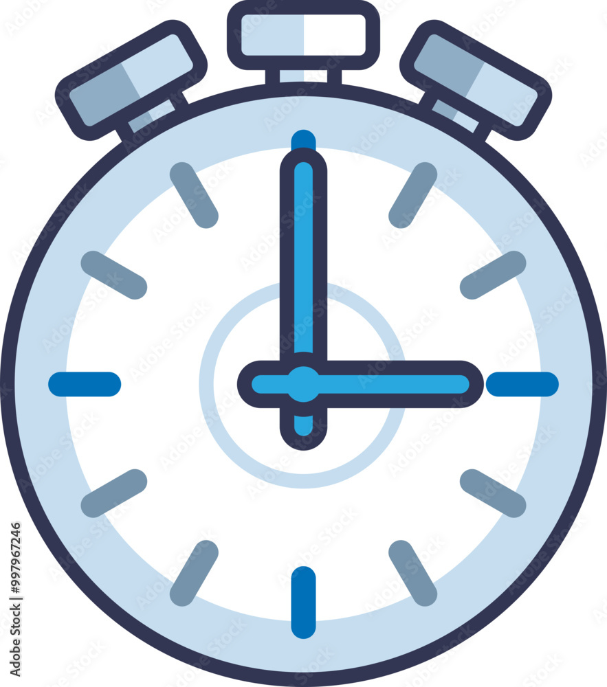 Poster illustration of a stopwatch symbolizing precise time measurement and efficiency.
