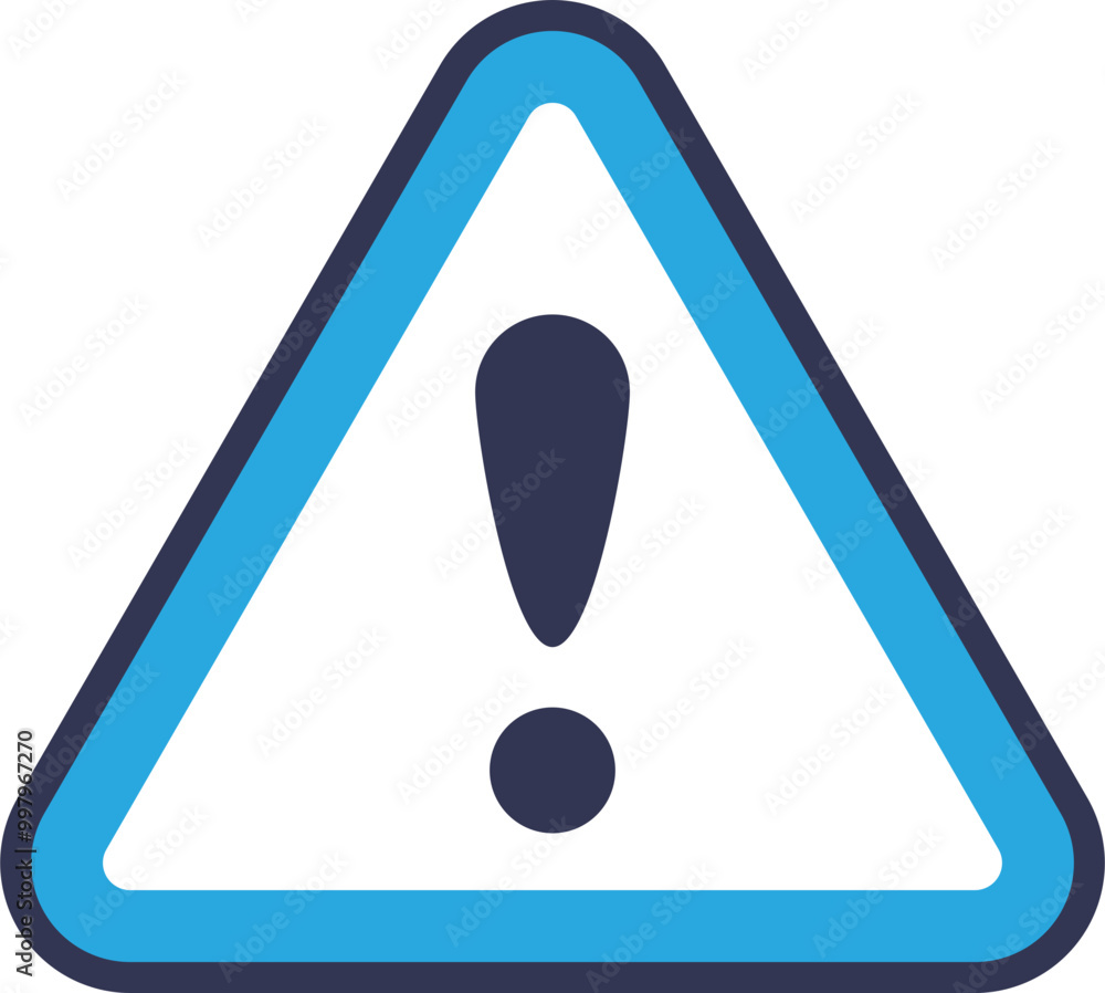 Poster a triangular warning sign with an exclamation mark, symbolizing alert or caution.