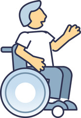 Illustration of a person in a wheelchair, symbolizing mobility and accessibility.