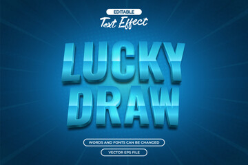 Obraz premium Lucky draw editable text effect with blue background