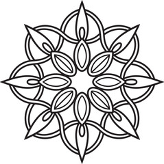 Vector Mandala Design For Coloring Page.