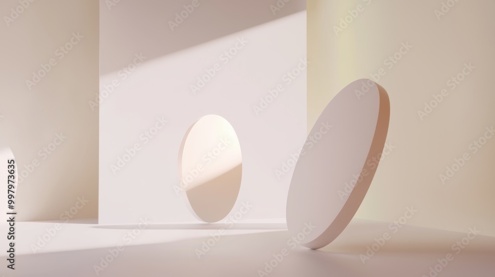 Poster abstract overlapping ovals in minimalist space