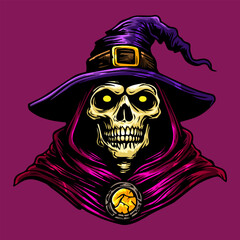 Skeleton Witch Vector Illustration