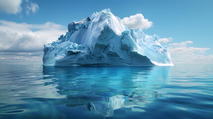 A huge iceberg or glacier in Arctic or Antarctic waters. AI generated art