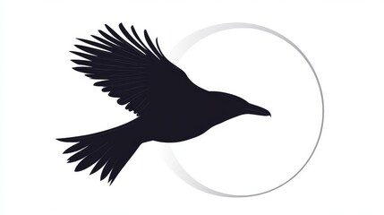 Naklejka premium flying ravens silhouettes, isolated black birds on