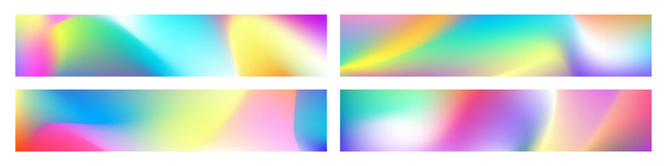 Naklejka premium Holographic rainbow background set liquid iridescent colorful texture vector