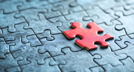 jigsaw puzzle with one red piece missing, symbolizing the problem and search for an underground data source concept