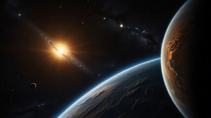 Naklejka premium a planet with a star in the background