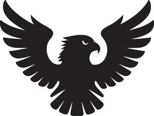 Eagle with spread wings vector. Eagle spreading its wing. Black and white vector.