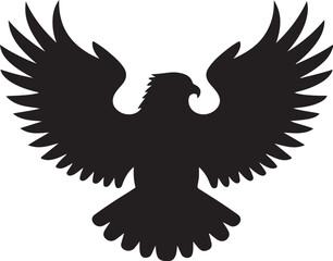 Eagle with spread wings vector. Eagle spreading its wing. Black and white vector.
