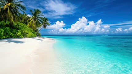 Fototapeta premium Tropical Beach with Crystal Clear Turquoise Water