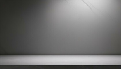 Studio with podium for product presentation. Empty floor and white wall with stand. 3D room with gradient background. Countertop with concrete or marble texture
