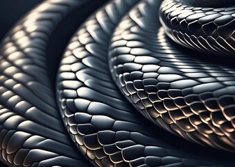 Snake Scales Jet Black Color Circular Rolling Realistic Clean and Detail