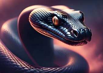 Snake Head Giant with Jet Black Color in the Blur Background
