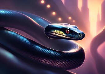 Snake with Jet Black Color in the Future World