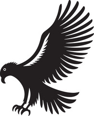 Eagle with spread wings vector. Eagle spreading its wing. Black and white vector.