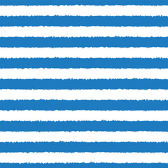Hand-Drawn Horizontal Stripes Seamless Pattern in Bold Blue and White in Vector Format for Digital and Print Projects