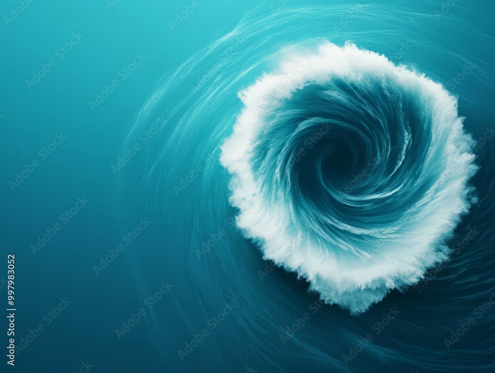 Poster a mesmerizing swirl of water creating a stunning vortex effect in a serene turquoise backdrop, perfe