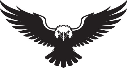 Eagle with spread wings vector. Eagle spreading its wing. Black and white vector.