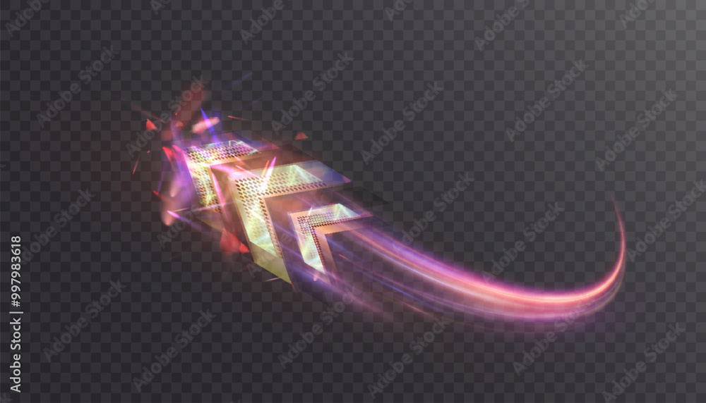 Leinwandbilder Light effect of high-speed movement of light speed along a curved path. Dynamic movement of high-speed arrow of light energy. Glow effect for game interface design.