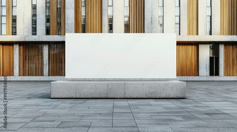 Poster minimalist architecture with large blank billboard in urban setting