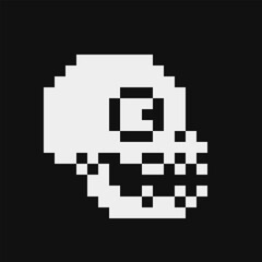 Skull pixel art icon, isolated on white background vector illustration. 8-bit sprite.Design stickers, logo, mobile app, embroidery.