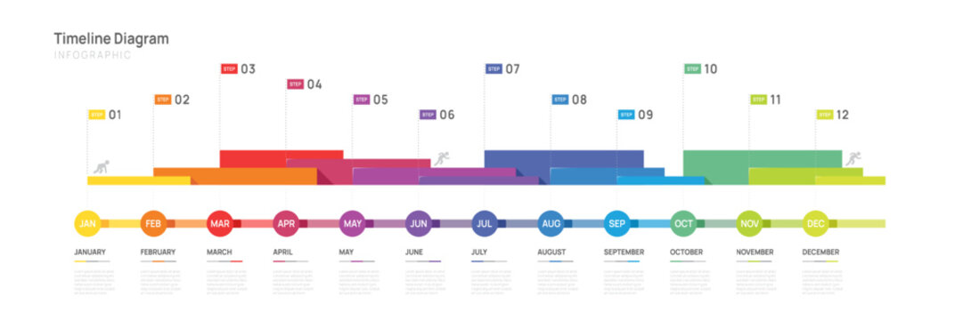 Infographic template for business. Modern timeline 12 Months diagram and Gantt chart calendar,  vector infographic presentation.
