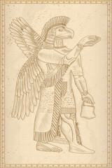 Fototapeta premium Sumerian decorative vector illustration. traditional ethnic ornament