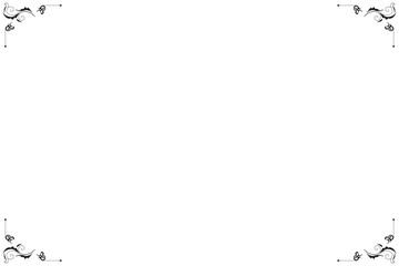 Elements of ornate vintage frames. Border black on white classic calligraphy swirls, floral motifs. Design print for greeting cards, wedding invitations, restaurant menu, royal certificates. Set 265
