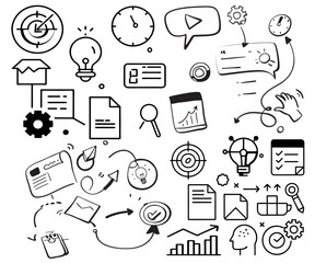 Strategy action planning icons for web and mobile app. Containing strategy, analysis, planning, strategy, analysis, tasks, goal, implementation and more