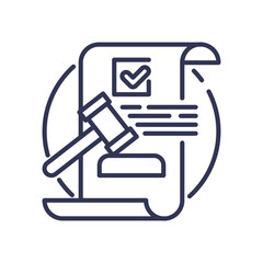 Illustration of a legal document with a gavel, symbolizing regulation and compliance.