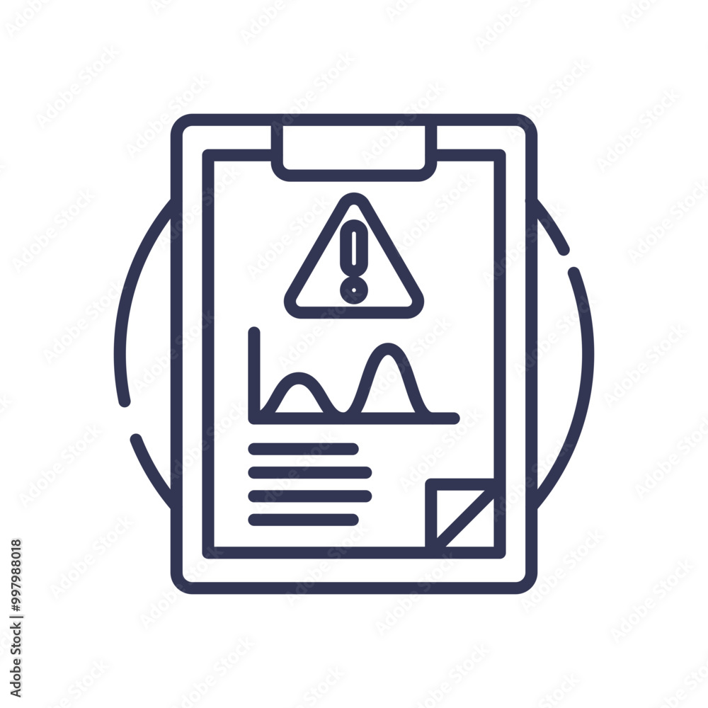 Poster a clipboard with a warning sign, graph, and text, symbolizing incident reporting and data analysis.