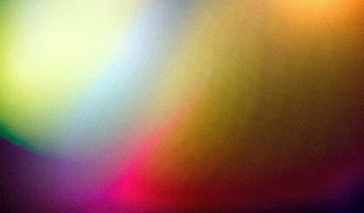 Grainy textured abstract background with colorful wavy light leaks
