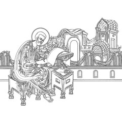 Obraz premium Mark the Apostle. Coloring page in Byzantine style