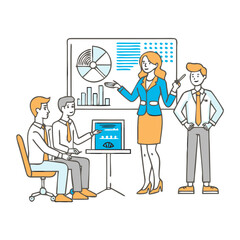 Business team discussing financial charts in a meeting for professional corporate presentations