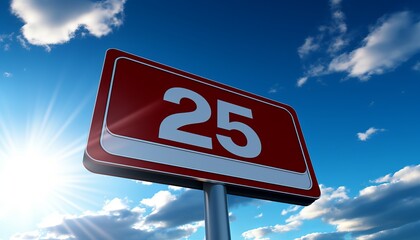 Obraz premium Clear road sign displaying speed limit of 25 miles per hour against a bright blue sky