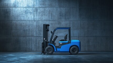 The Blue Forklift in Warehouse