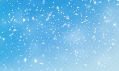 Sky Blue,snowflakes Background,Horizon Winter snowy sky, Vector landscape nature sunrise in Winter, Spring panorama banner white snow over blue sky. Snowflakes. Heavy snowfall. Christmas snowflakes.
