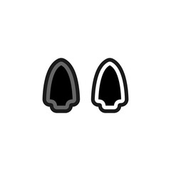 Ancient spearhead black with gray and thick stroke and no white, spearhead icon.