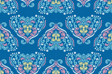 Saree Sarong Motifs Ikat floral paisley embroidery floral.ikat ethnic oriental pattern traditional.Ikat embroidery style abstract embroidery design for texture,fabric,clothing,wrapping,decoration