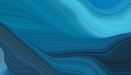 Fototapeta premium Colourful horizontal banner. modern waves background design, turquoise blue, very dark blue and slate grey colour.